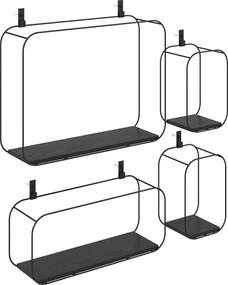 HOMCOM Prateleiras Flutuantes Geométricas para Sala de Estar, Conjunto de 4 Peças, Preto | Aosom Portugal