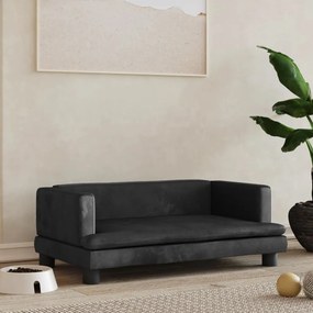 vidaXL Cama para cães 80x45x30 cm veludo preto