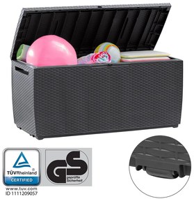 Caixa de arrumação para jardim Capri de 310L com rodas 123 x 53 x 58 cm Antracite