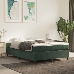 vidaXL Estrutura de cama com molas 140x190 cm veludo verde-escuro