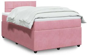 Cama boxspring com colchão 120x200 cm veludo rosa