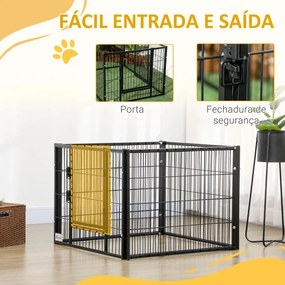 PawHut Parque para Cães de 6 Painéis Gaiola de Metal para Animais de E