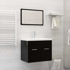 804789 vidaXL 2 pcs conj. móveis casa de banho contraplacado preto brilhante