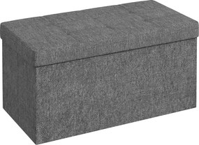 HOMCOM Baú de Armazenamento para Dormitório 84L Puff de Armazenamento Dobrável Estofado em Linho Sintético 76x38x38 cm Cinza Escuro | Aosom Portugal