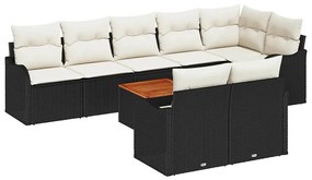 Conjunto de Sofá de Jardim vidaXL de 9 Peças com Almofadas Preto Ratta