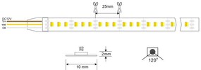 Fita de LED SMD3528, DC12V, 5m (240 Led/m), 48W, IP68 Branco duplo