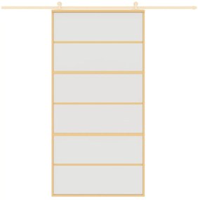 Porta deslizante 102,5x205 cm vidro ESG fosco/alumínio dourado