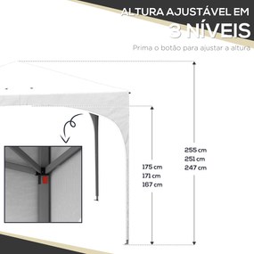 Outsunny Tenda Dobrável 3x3 m Tenda de Jardim com Altura Ajustável Bol