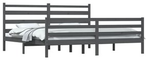 Estrutura de cama 200x200 cm pinho maciço cinzento