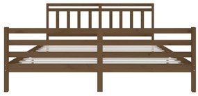 Estrutura de cama 200x200 cm madeira maciça castanho mel