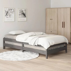 Cama empilhável 75x190 cm madeira de pinho maciça cinzento