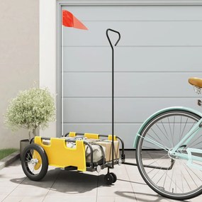 vidaXL Reboque de bicicleta tecido oxford/ferro amarelo