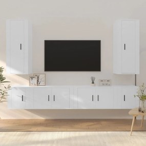 Conjunto móveis de TV 6 pcs madeira processada branco