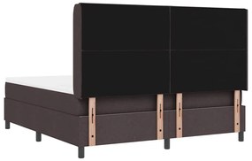 Cama Box com Colchão &amp; LED Marrom Escuro 180x200 cm, Tecido.