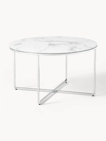 Mesa de centro redonda com tampo de vidro em aspeto mármore Antigua