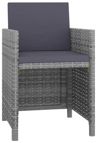 9 pcs conjunto jantar exterior c/ almofadões vime PE antracite