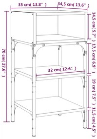 Mesas cabeceira 2pcs 35x34,5x70 deriv.madeira carvalho castanho