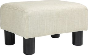 Pufef, apoio para os pés, banco baixo em tecido de linho, capacidade de carga de 110 kg, 40 x 30 x 24 cm, bege