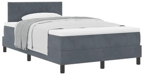 Cama Box Spring com Colchão Cinza Escuro 120x200 cm Veludo