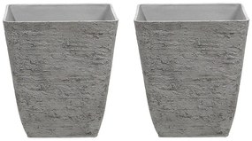 Conjunto de 2 vasos para plantas em pedra cinzenta 39 x 39 x 43 cm DELOS Beliani