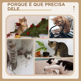 Arranhador para Gatos de 3 Níveis com Postes de Sisal Placa para Arranhar e Bola Suspensa 40x35x72 cm Creme