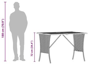 Mesa de jardim com tampo em acácia 105x75x72 cm vime PE preto