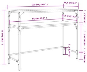 Consola de Entrada Breanna - 100x35,5x75 cm - Com 2 Prateleiras - Cor