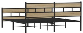 Estrutura de cama sem colchão 193x203cm metal carvalho sonoma