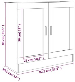 Vitrine 82,5x30,5x80 cm derivados madeira carvalho castanho