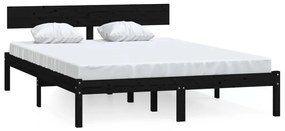 Estrutura de cama king 150x200 cm pinho maciço preto