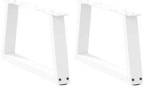 Mesa de jantar pernas 2pcs forma de V 60x(30-31,3)cm aço branco