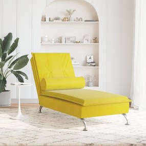 Chaise lounge de massagem com rolo veludo amarelo