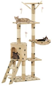 Árvore para gatos c/postes arranhadores sisal 138 cm bege