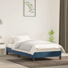 Estrutura de cama 90x200 cm veludo azul-escuro