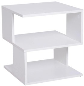 HOMCOM Mesa de Cabeceira Mesa de Café Auxiliar 2 Níveis  40x40x43 cm Branco