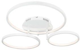 Candeeiro de teto moderno branco com LED e dimmer - Rondas Moderno