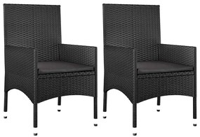 4 pcs conjunto lounge de jardim c/ almofadões vime PE preto