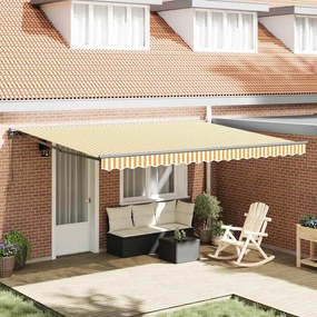 vidaXL Toldo Retrátil Manual Laranja e Branco 450x300 cm