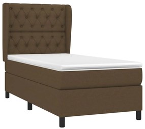 Cama com molas/colchão 80x200 cm tecido castanho-escuro
