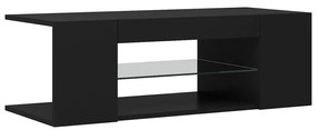Móvel de TV com luzes LED 90x39x30 cm preto