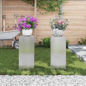 Suportes para Plantas Exteriores Pilar 2 pcs 24x24x55 cm Aço Inoxidáve