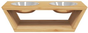 Taças elevadas para cães 35,5x18x10,5 cm bambu