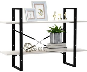 Estante com 2 prateleiras 100x30x70 cm pinho maciço branco