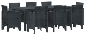 Conjunto de Jantar para Jardim 9 pcs Antracite Polipropileno