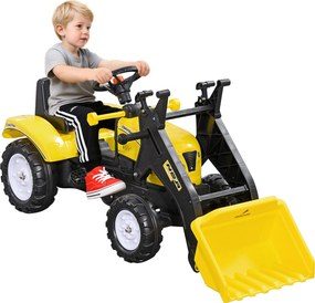 HOMCOM Trator a Pedais para Crianças acima de 3 Anos Trator Escavadora Infantil com Pá Dianteira 114x41x52 cm Amarelo e Preto | Aosom Portugal