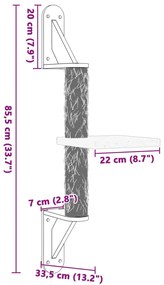 Árvore de parede para gatos c/ poste arranhador 85,5 cm creme