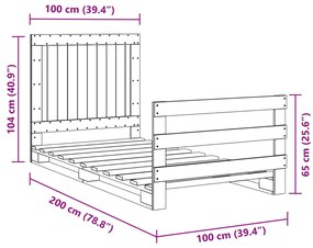 Estrutura de cama com cabeceira 100x200cm pinho maciço