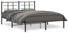 355563 vidaXL Estrutura de cama em metal com cabeceira 150x200 cm preto