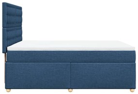 Cama com molas/colchão 140x200 cm tecido azul