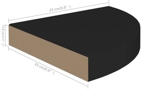 Prateleiras de canto suspensas 2 pcs 25x25x3,8cm MDF preto